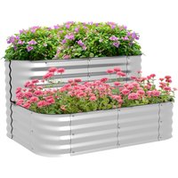 Hochbeet Metall, 2-Stufiger Blumenkasten, Pflanzkasten mit Schrauben von Outsunny