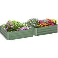 Hochbeet Set, 2-TLG. Gartenbeet aus Stahl, Blumenkübel Hochbeet Set, 2-TLG. Gartenbeet aus Stahl, Blumenkübel von Outsunny