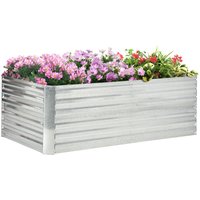 Hochbeet aus Stahl, Pflanzbeet Frühbeet Gartenbeet Blumenkasten steckbar Balkon von Outsunny