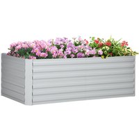 Hochbeet aus Stahl, Pflanzbeet Frühbeet Gartenbeet Blumenkasten steckbar Balkon von Outsunny