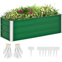 Hochbeet aus Stahl Gartenbeet Pflanzkasten Blumenkübel mit Handschuhe von Outsunny