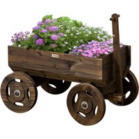 Hochbeet im Holzwagen-Design Blumenkasten Holz Pflanzenwagen Verkohlt Hochbeet im Holzwagen-Design Blumenkasten Holz Pflanzenwagen Verkohlt von Outsunny