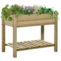Hochbeet mit Ablage, erhöhtes Kräuterbeet mit Ablauflöchern, Pflanzkasten Grün von Outsunny