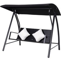 Hollywoodschaukel Polyrattan Schaukel Schaukelbank Gartenbank 3-Sitzer von Outsunny