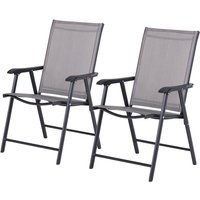 Outsunny - Klappstuhl mit Armlehne 2er Set Campingstuhl Angelstuhl Metall Grau 58 x 64 x 94 cm von Outsunny