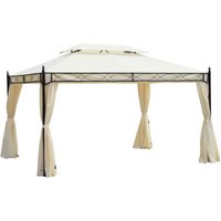 Luxus Pavillon Gartenpavillon Partyzelt Festzelt Gartenzelt Pagode 3x4 m Creme von Outsunny