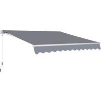Outsunny - Markise Gelenkarmmarkise Sonnenschutz mit Handkurbel 3,5x2,5m Grau Alu+Polyester - Grau von Outsunny