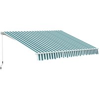 Markise Gelenkarmmarkise Sonnenschutz mit Handkurbel 3,5x2,5m Grün+Weiß Alu+Polyester - Grün+Weiß - Outsunny von Outsunny