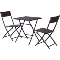 Rattan Gartenmöbel Set Bistroset Polyrattan Gartenmöbel Set 3tlg. Balkonmöbel Set Sitzgruppe Essgruppe Gartenmöbel Garnitur - Kaffeebraun - Outsunny von Outsunny