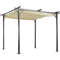 Outsunny Pergola Wasserdichter Pavillon 3 x 3 m Terrassenüberdachung mit Schiebedach, UV-Schutz für Garten Alu Beige von Outsunny