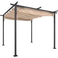 Outsunny Pergola Pavillon 3 x 3 m wasserdicht mit Schiebedach und UV-Schutz für Garten und Terrasse, Aluminium Beige   Aosom.de von Outsunny
