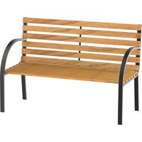 Outsunny Gartenbank Sitzbank Parkbank 2-Sitzer Garten Stahl+Kiefernholz Natur B122 x T60 x H83 cm von Outsunny