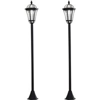 Solar Gartenlaterne 2er Set, Wetterfeste Wegleuchte 129 cm hoch, mit led, 6 Std. Beleuchtung, IP44, Solarlampe für Außen, Schwarz - Outsunny von Outsunny