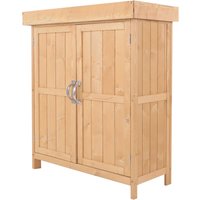 Outsunny Gartenschrank  Geräteschrank mit Doppeltür, 2 Fächer, wetterfest, Tannenholz, Natur, 74x43x88cm  Aosom.de von Outsunny