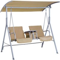 Hollywoodschaukel Gartenschaukel Schaukel 2-Sitzer mit Sonnendach Beige 175 x 112 x 165 cm - Beige - Outsunny von Outsunny