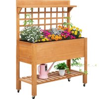 Outsunny Hochbeet Pflanztisch Blumentisch Arbeitstisch Gärtnertisch Gewächshaus Holzpflanztisch für Garten Balkon, 105 x 40 x 135 cm, Tanne von Outsunny