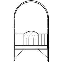 Outsunny Rosenbogen mit Bank Rosenbank Laubenbank Philosophenbank Rankgitter Rankhilfe Gartenbank Metall Schwarz 121 x 50 x 203 cm von Outsunny