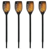 Outsunny Solarleuchte Outdoor 4er-Set Gartenlicht IP44 wasserfest 6-8h Leuchtdauer warme Lichtquelle Kunststoff Schwarz Ø12 x H72cm   Aosom.de von Outsunny