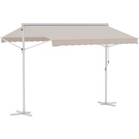 Outsunny Standmarkise Gartenmarkise Markise mit Faltarm Kurbel Terrasse Beige 3x3m von Outsunny