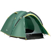 Outsunny Zelt für 2-3 Personen 190T Campingzelt mit Heringen Kuppelzelt Glasfaser Polyester Grün+Gelb 325 x 183 x 130 cm von Outsunny