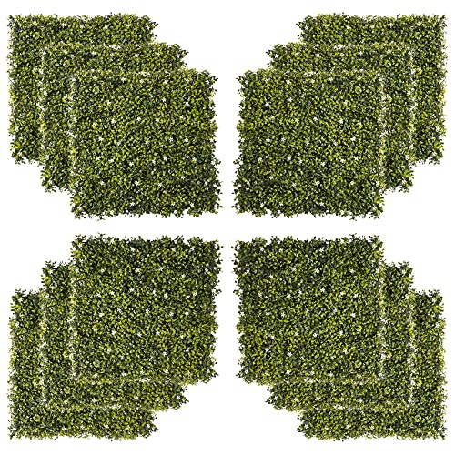 Outsunny 12 Stück künstliches Pflanzenwand Hecke 50x50 cm UV-Schutz Sichtschutz Mailänder Gras Design Heckenpflanze für Garten Outdoor Dekor von Outsunny