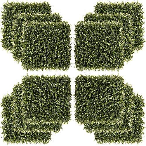 Outsunny 12 Stück künstliches Pflanzenwand Hecke 50x50 cm UV-Schutz Sichtschutz Schwimmer Gras Design Heckenpflanze für Garten Outdoor Dekor von Outsunny