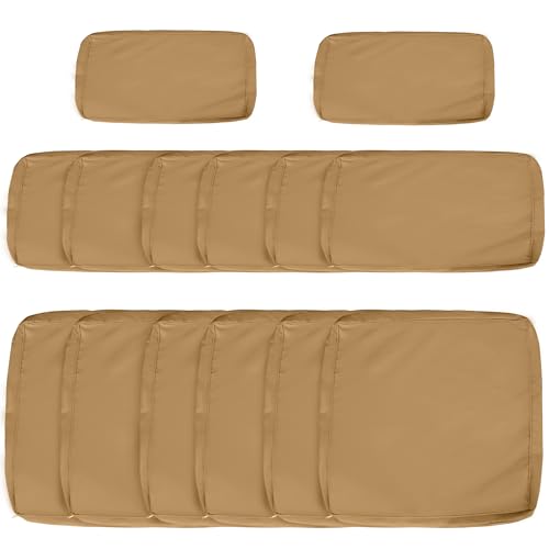 Outsunny 14er-Set Ersatzbezüge Gartenmöbel-Kissen - 6 Bezüge Sitzkissen, 8 Bezüge Rückenkissen - Bezüge mit Reißverschluss wasserabweisendes Polyester Braun Outsunny 14er-Set Ersatzbezüge Gartenmöbel-Kissen - 6 Bezüge Sitzkissen, 8 Bezüge Rückenkissen - Bezüge mit Reißverschluss wasserabweisendes Polyester Braun von Outsunny