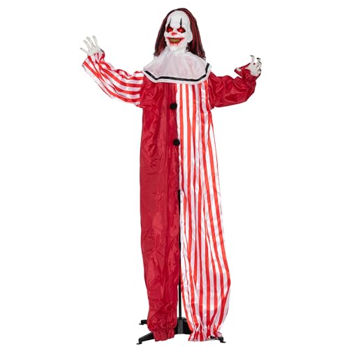 Outsunny 165 cm Halloween Dekoration Halloween Clown mit LED-Lichter, Soundfunktion, Haustür Deko mit verstellbaren Armen, Garten Dekofigur in Lebensgröße für Party Outsunny 165 cm Halloween Dekoration Halloween Clown mit LED-Lichter, Soundfunktion, Haustür Deko mit verstellbaren Armen, Garten Dekofigur in Lebensgröße für Party von Outsunny