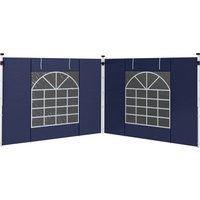 Outsunny 2 Seitenteile Seitenwände für 3 x 3/ 3 x 6 m Pavillon, Seitenplanen mit Fenster, Tür, Ersatzwände für Partyzelt, Oxford, Blau von Outsunny