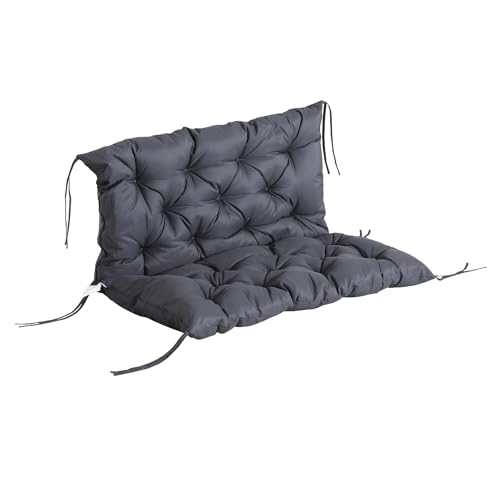 Outsunny 2 Sitzer Bankauflage 100 x 98 x 8 cm Sitzkissen mit Bänder Rückenkissen für Indoor/Outdoor Polster Auflage für Sitzbank Gartenbank Gartenmöbel Hollywoodschaukeln Dunkelgrau von Outsunny