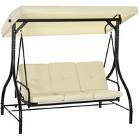 Outsunny 2 in 1 Hollywoodschaukel mi Liegefunktion, 3-Sitzer Gartenschaukel von Outsunny