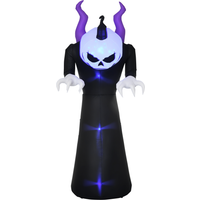 Outsunny 210 cm Aufblasbares Gespenst mit Kürbiskopf Halloween Deko, blaues Flammeneffekt & LED Licht, wasserdicht für Innen & Außenbereich   Aosom.de von Outsunny