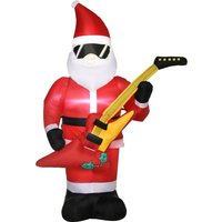 Outsunny 215 cm Aufblasbarer Weihnachtsmann mit E-Gitarre Aufblasbare Weihnachtsbeleuchtung LED Selbstaufblasende Weihnachtsdeko Wasserdicht von Outsunny