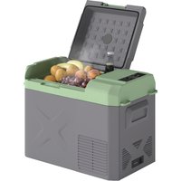 Outsunny 24,2 Liter Kompressor Kühlbox elektrische Kühlbox mit LED ECO-Modus Kühlfunktion leise Gefrierbox Thermobox Mini Kühlschrank 12/220 Volt für Auto Steckdose LKW Camping Boot Grau+Grün   Aosom von Outsunny