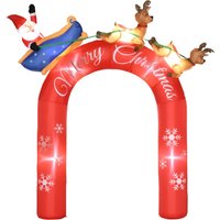 270 cm Aufblasbarer Weihnachtsdeko Torbogen mit Weihnachtsmann auf Schlittenmit und Rentiere Weihnac von Outsunny