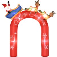 Outsunny 270 cm Aufblasbarer Weihnachtsdeko Torbogen mit Weihnachtsmann und LED Licht Weihnachtsfiguren Dekorationsrequisiten wasserdicht Polyester von Outsunny