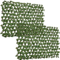 Outsunny 2er-Pack ausziehbare künstliche Hecken - Sichtschutzzaun Gitter  realistisches Blattwerk, innen außen, 2 x 1 m   Aosom von Outsunny