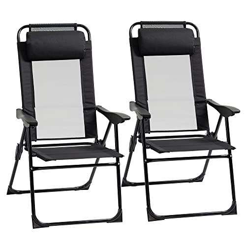 Outsunny 2er-Set Gartenstühle Basic-Set 2 Klappstühle Campingstuhl Balkonstuhl Armlehne Rückenlehne 5-Fach verstellbar abnehmbares Kissen mitgeliefert Oxfordgewebe Textilene schwarz Outsunny 2er-Set Gartenstühle Basic-Set 2 Klappstühle Campingstuhl Balkonstuhl Armlehne Rückenlehne 5-Fach verstellbar abnehmbares Kissen mitgeliefert Oxfordgewebe Textilene schwarz von Outsunny