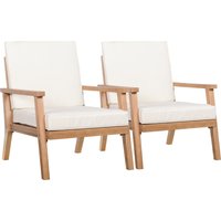 Outsunny Gartenstühle 2er-Set  Komfortable Gartensessel mit Kissen, aus Pappelholz, für Balkon & Garten, 66x77,5x74,5 cm  Aosom.de von Outsunny