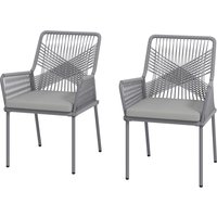 Outsunny 2er Set Gartenstuhl Rattan Gartenmöbel mit Armlehne Rückenlehne abnehmbar Sitzkissen wetterfest Outdoor Essstühle Gartenstühle Balkonstuhl Rattanstuhl für Garten Balkon Terrasse Dunkelgrau   Aosom von Outsunny