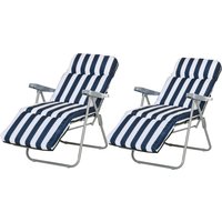 Outsunny 2er Set Klappstühle Gartenstuhl Sonnenliege mit Armlehne, klappbar, 5 Positionen, Auflage in Blau, 60 x 75 x 102 cm Aosom.de Outsunny 2er Set Klappstühle Gartenstuhl Sonnenliege mit Armlehne, klappbar, 5 Positionen, Auflage in Blau, 60 x 75 x 102 cm Aosom.de von Outsunny