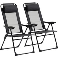 Outsunny 2er-Set Klappstuhl Gartenstuhl mit verstellbarer Rückenlehne und Armlehne, Campingstuhl bis 120 kg belastbar für Garten und Balkon   Aosom.de von Outsunny