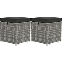 Outsunny 2er Set Rattan Hocker Sitzhocker mit Rattanoptik Stauraum Kissen Deckel 120 kg belastbar wetterfest Gartenhocker Fußhocker Gartenmöbel für Outdoor Garten Terrasse 40x40x41cm Dunkelgrau   Aosom von Outsunny