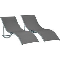 Outsunny 2er Set Sonnenliege Gartenliegen Stoffliege Relaxliege ergonomisch Aluminium Texteline Dunkelgrau 165 x 61 x 63 cm   Aosom von Outsunny