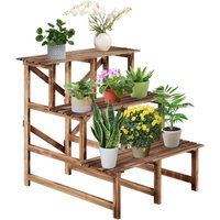3-Etagen Pflanzenständer, klappbarer 78 cm hoch Blumenständer für Innen Außen, Pflanzenregal aus Holz, Blumentopfständer mit Tabletts, Blumentreppe von Outsunny