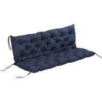 Outsunny 3 Sitzer Bankauflage 150 x 98 x 8 cm, Bankkissen mit Bändern, Blau von Outsunny