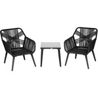 Outsunny Garten-Lounge-Set für 2 Personen 2 Sessel 1 Tisch wetterbeständig, 63 cm x 73 cm x 78 cm, Schwarz + Dunkelgrau von Outsunny