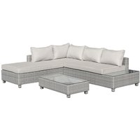 3-tlg. Polyrattan Gartenmöbel Set Gartengarnitur Garten-Set Sitzgruppe Loungeset Loungemöbel mit Beistelltisch Kissen Grau+Beige - Hellgrau - Outsunny von Outsunny