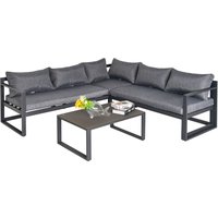 Outsunny 3-tlg. Gartengarnitur Gartenmöbel-Set 4-stufig verstellbar Gartenliege Gartenset Sitzgruppe mit Beistelltisch Sofa mit Kissen Outdoor  von Outsunny