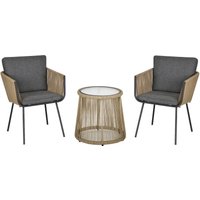 Outsunny 3-tlg. Rattan Gartenmöbel-Set, Sitzgarnitur mit 2 Stühle, Beistelltisch von Outsunny